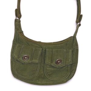 Olive Green Corduroy Mini Shoulder Bag